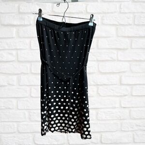YoYo5 Strapless Polka Dot Summer Dress, Thin Tie Waist, Lightweight Beach Dress